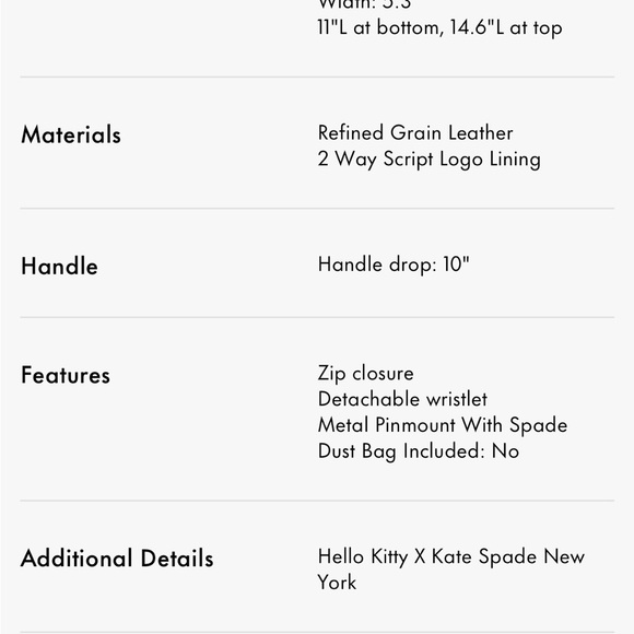 Kate Spade Hello Kitty White and Black Tote - Picture 2 of 2